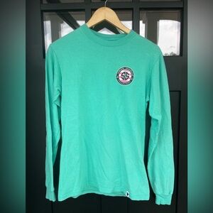 Simply Southern Teal Holiday Winter Christmas Long Sleeve T shirt Logo Small